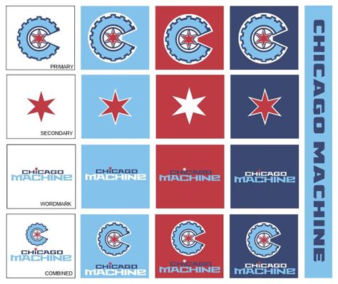 The Chicago Machine Logo Is Shown In Red White And Blue