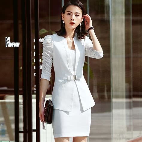 Buy Ladies Summer White Blazer Women Skirts Suits