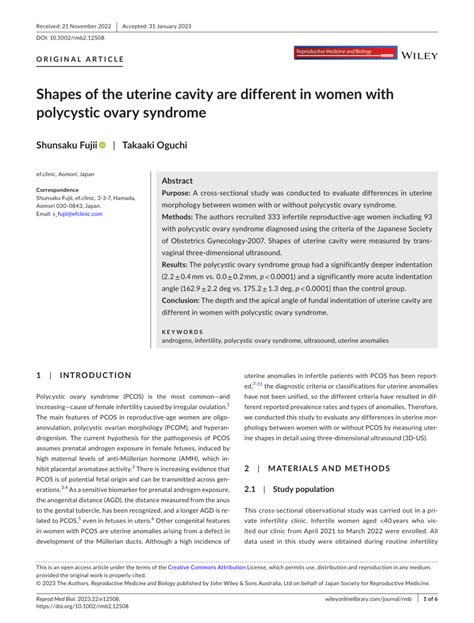 Pdf Shapes Of The Uterine Cavity Are Different In Women With Polycystic Ovary Syndrome