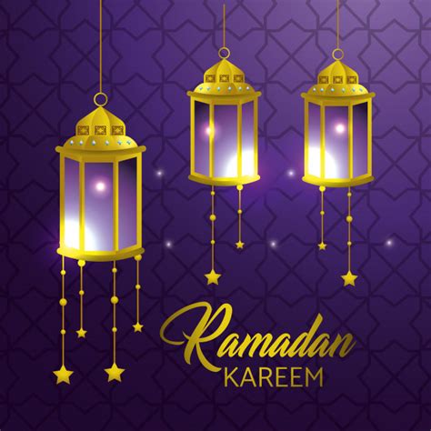 Free Vector Lamps Hanging With Stars To Ramadan Kareem