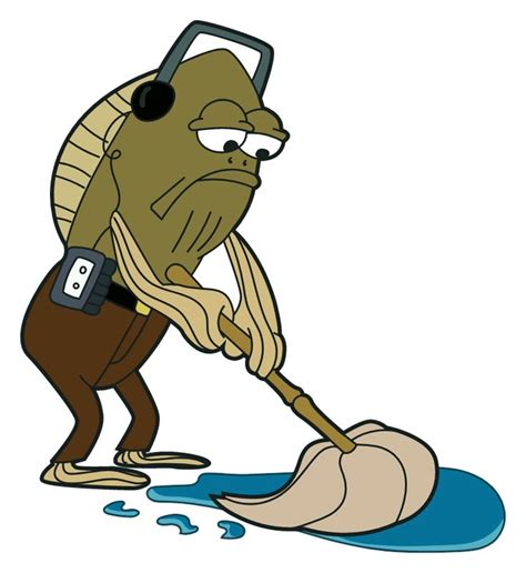 Fred The Fish Mopping Meme Spongebob Painting Character Design