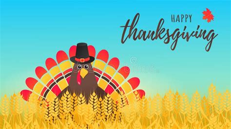 Happy Thanksgiving Day Flat Style Design Poster Vector Illustration