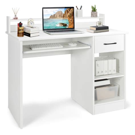 Yaheetech Home Office Wood Computer Desk With Keyboard Tray And Drawers