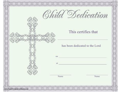 Baby Dedication Certificate Fillable