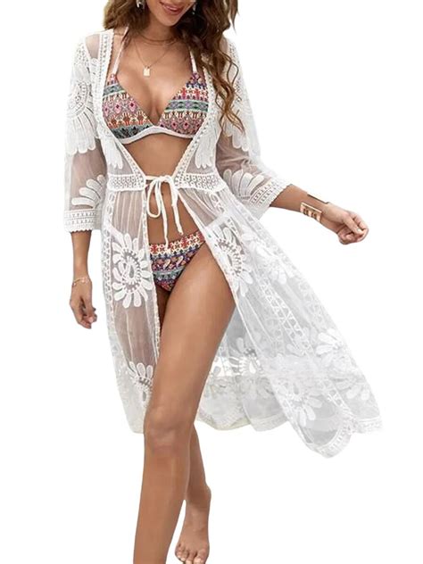 Lace Beach Cover Up Cardigan For Women Hollow Out Crochet Bikini