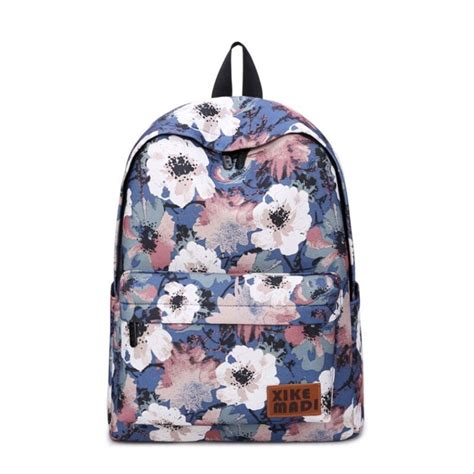 Women Canvas Backpack Flower Floral Backpacks For Teenage Girls Small