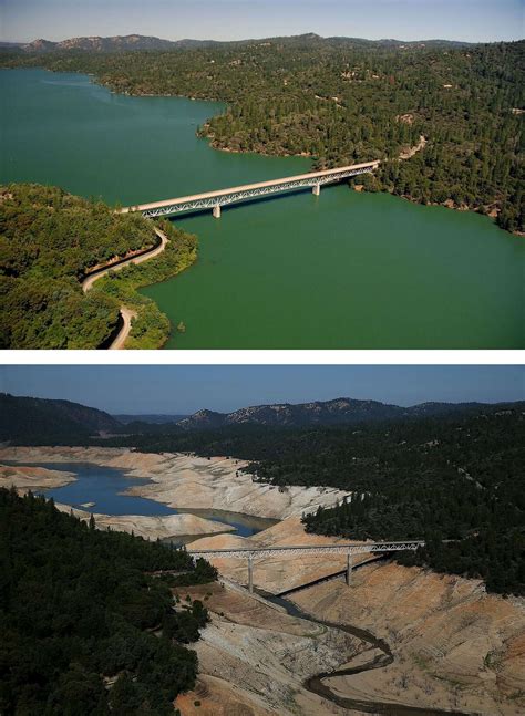 Before-and-after photos of California reservoirs show impact of drought