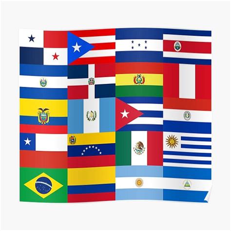 Flags Of Latin America Poster For Sale By Geronimogeorge Redbubble