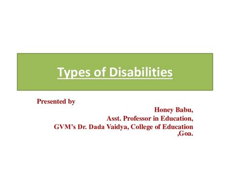 Types Of Disabilities