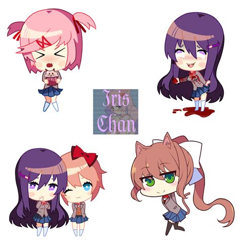 Ddlc Chibi Anime Monica Monika Yuri Sayori Natsuki Doki Images