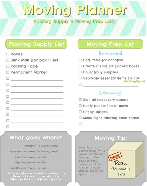 Free Printable Moving Planner