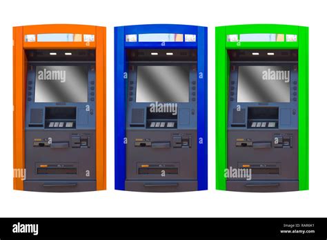 Automated Teller Machine Atm Face Isolated Multiple Colours Isolated