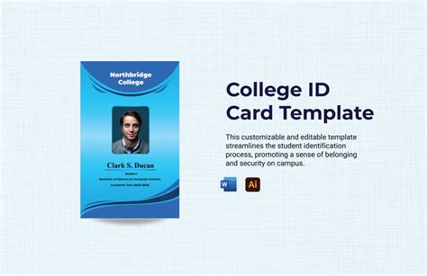 Vocational College Id Card Template Download In Word Illustrator