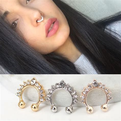 Aliexpress Com Buy Women Nose Rings Crystal Fake Nose Ring Septum
