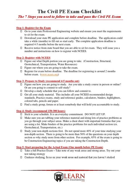 The 7 Steps You Need To Follow To Take And Pass The Civil Pe Exam Pdf Test Assessment