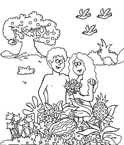 Dibujos de Adán y Eva en el Jardín para Colorear para Colorear Pintar e Imprimir Dibujos