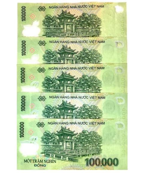 5 Pcs X 100000 Vnd Vietnamese Dong Cir Polymer Banknotes Etsy