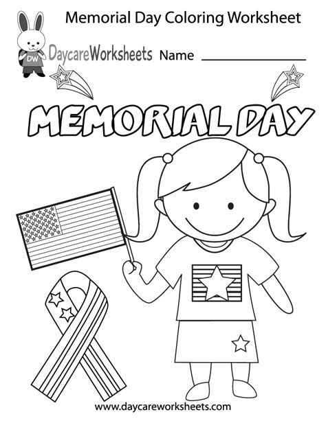 Free Printable Memorial Day Coloring Worksheet For Preschool