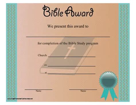 Bible Award Certificate Printable Certificate