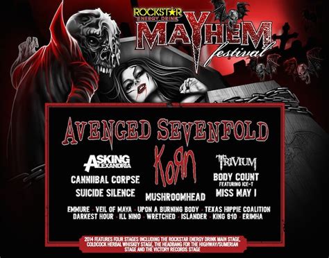 2014 Mayhem Festival To Feature Trivium Avenged Sevenfold And Korn