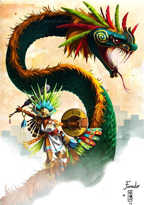 Quetzalcoatl Y Guerrero Arte De Drag N Obras De Arte Mexicano Arte