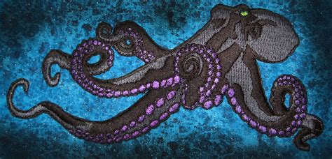 Huge Giant Octopus Octopie Jacket Back Iron On Patch Black And Etsy