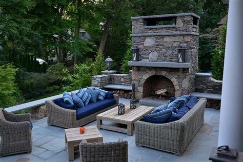 Ridgewood Nj Outdoor Fireplace Backyard Renovations Seating Area