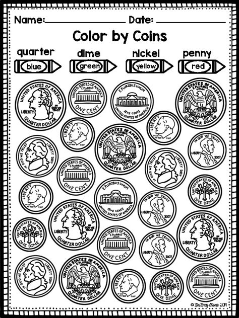 Identifying Coins And Values Coloring Worksheets By Brittney Marie