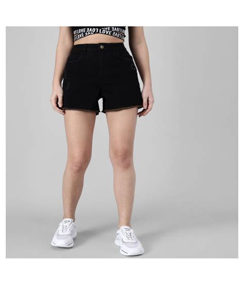 Buy Overs Denim Hot Pants Black Online At Best Prices In India Snapdeal