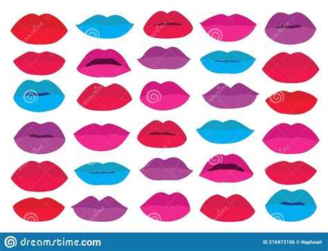 Mouth Lips Close Up Design Element Isolated Collection Stylish Colorful