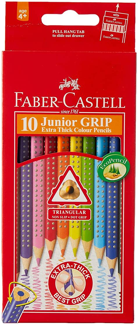 Faber Castell Triangular Junior Color Grip Pencils Box Of 10 Playone