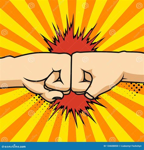Two Fists Bumping Together Vector Illustration Two Hands With Fists In