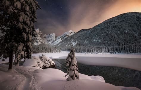 Standing In The Night Lake Fusine On A Winter Night Lake Doesnt