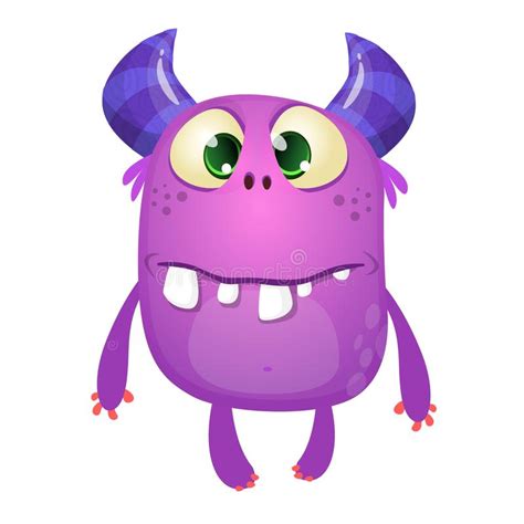 Funny Silly Cartoon Monster Character Vector Illustration Or Purple