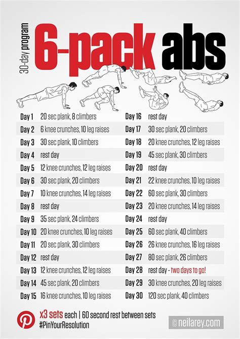 6 Pack Abs For 2014 30 Day Program To Toned Abs X3 Sets Each 60