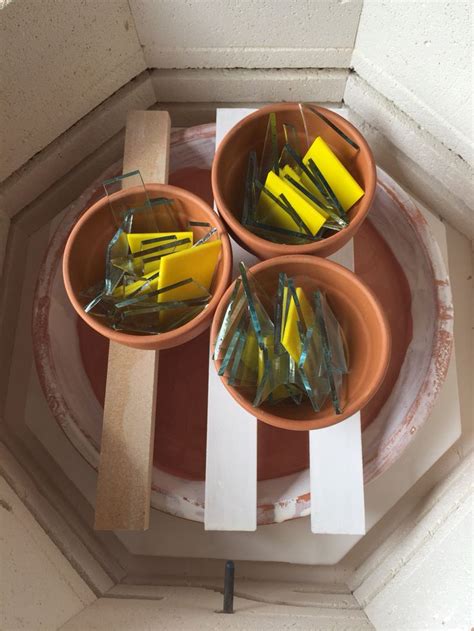 Fused Glass Going For A 30cm Pot Melt Using 3 Small Flowerpots Using Opaque Yellow And Clear