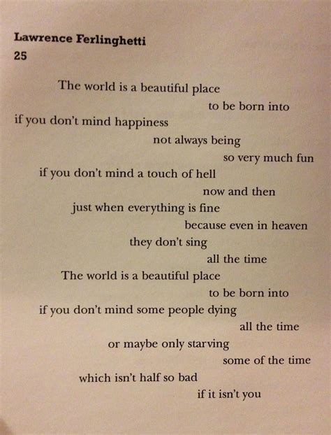 Beginning Of The World Is A Beautiful Place By Lawrence Ferlinghetti