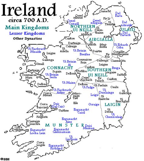 Irish History In Maps Circa 700 Ad Genealogy Ireland Ireland Map