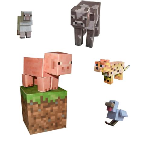 Minecraft Animal Mobs Paper Craft 30pçs Blocos Montar Papel R 7400