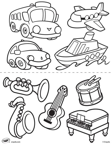 Hundreds of free printable transportation coloring pages. First Pages - Transportation and Instruments Coloring Page ...