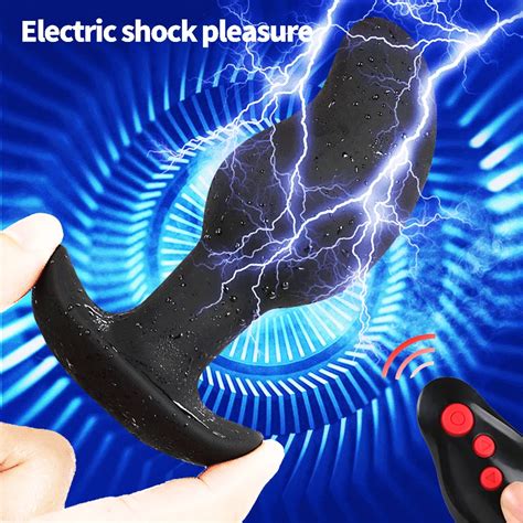 Electro Shock Anal Plug Vibrator Remote Control Dildo Vibrator E Stim G
