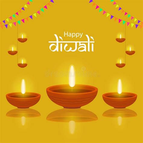 Happy Diwali Festival Greeting Layout With Traditional Diya Lamps And Rangoli Beautiful
