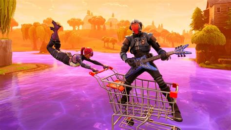 Fortnite All Dances On Bouncy Loot Lake With Shopping Cart Youtube