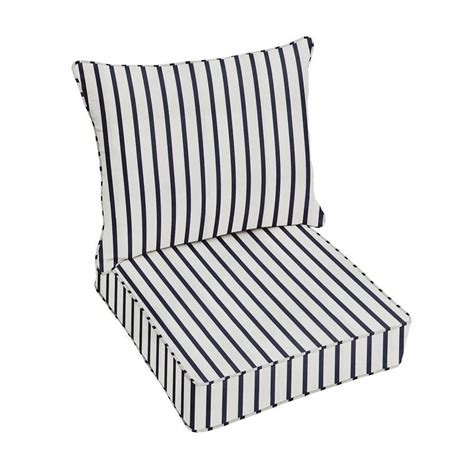 An Outdoor Chair Cushion With Black And White Stripes