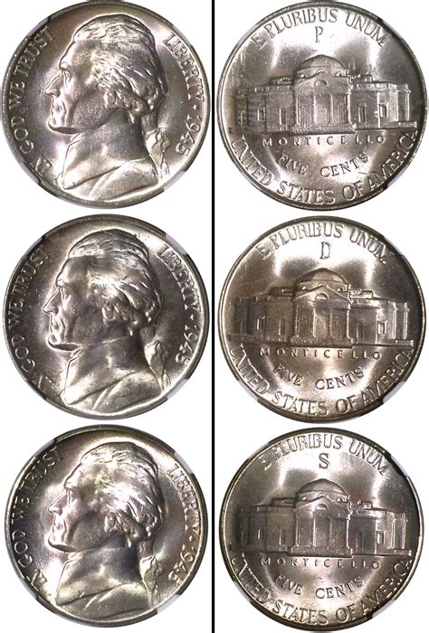 Complete Set Of 11 1942 1945 5c Jefferson Silver War Nickel Ngc Ms65 Ebay