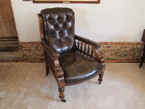 Chair Victorian Leather Library Armchair C1870 Antiques Atlas