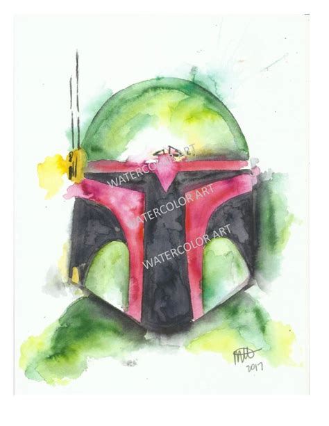 Star Wars Boba Fett Watercolor Print Knot Too Shabby Furnishings