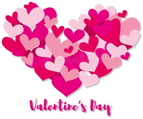 Valentine Card Template With Pink Hearts Stock Vector Illustration Of