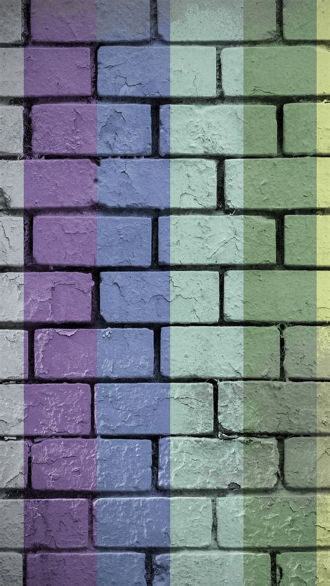 Download Wallpaper 800x1420 Wall Bricks Rainbow Iphone