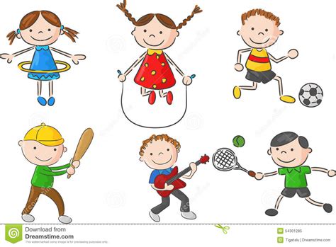 Cartoon Little Kids Games Collection Stock Vector Image